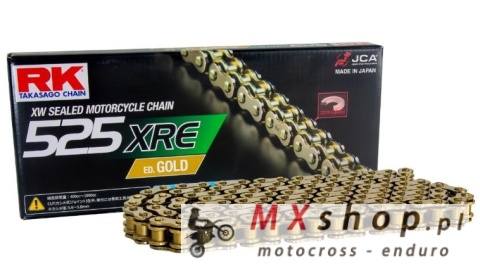 RK ŁAŃCUCH NAPĘDOWY GB525XRE-110 (XW-RING) ZAKUWKA (CLF) W ZESTAWIE KOLOR ZŁOTY (POJEMNOŚĆ: DO 1000 CCM) (42 KN)