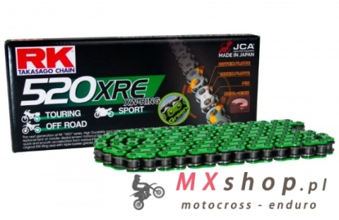 RK ŁAŃCUCH NAPĘDOWY MM520XRE-120(XW-RING) ZAKUWKA (CLF) W ZESTAWIE KOLOR ZIELONY (POJEMNOŚĆ: DO 800 CCM) (36,5 KN) RK ŁAŃCUCH NAPĘDOWY MM520XRE-120(XW-RING) ZAKUWKA (CLF) W ZESTAWIE KOLOR ZIELONY (POJEMNOŚĆ: DO 800 CCM) (36,5 KN)
