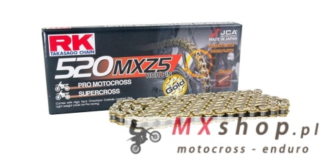 RK ŁAŃCUCH NAPĘDOWY (MOTOCROSS) 520MXZ5-120 ZAPINKA (CL) W ZESTAWIE KOLOR ZŁOTY (POJEMNOŚĆ: DO 500 CCM) (37,8 KN)