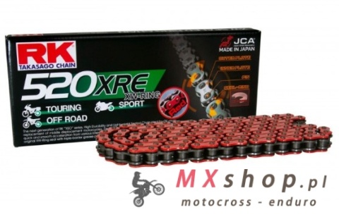 RK ŁAŃCUCH NAPĘDOWY RR520XRE-120 (XW-RING) ZAKUWKA (CLF) W ZESTAWIE KOLOR CZERWONY (POJEMNOŚĆ: DO 800 CCM) (36,5 KN)