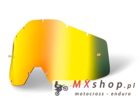 100 PROCENT WYPRZEDAŻ SZYBA/SZYBKA DO GOGLI JUNIOR ACCURI 1 / STRATA 1 YOUTH GOLD MIRROR KOLOR ZŁOTE LUSTRO Z ANTI FOG STARY KOD