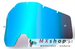 100 PROCENT WYPRZEDAŻ SZYBA/SZYBKA POJEDYNCZA DO GOGLI RACECRAFT 1 / ACCURI 1 / STRATA 1 BLUE MIRROR KOLOR NIEBIESKIE LUSTRO Z A
