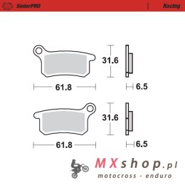 MOTO-MASTER KLOCKI HAMULCOWE KH357 SINTER METAL OEM: 11 (SINTERPRO RACING) PRZÓD/TYŁ KTM SX 65 '09-'21, GASGAS MC 65 '21-, HUSQV