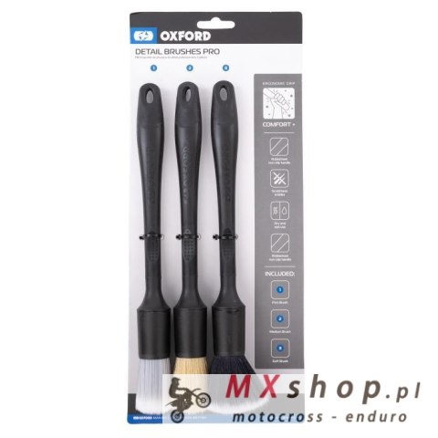 OXFORD 09/2025 ZESTAW PĘDZLI DO DETAILINGU - 3 SZTUKI (STANDART, ŚREDNI I MIĘKKI)