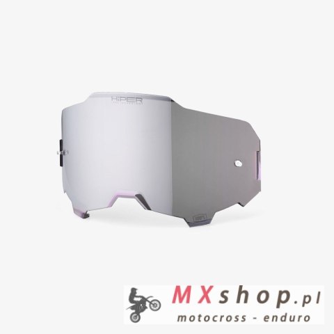 100 PROCENT ARMEGA / ARMATIC REPLACEMENT HIPER MIRROR SILVER LENS - SZYBA/SZYBKA/SZYBKA HIPER DO GOGLI ARMEGA / ARMATIC KOLOR SR