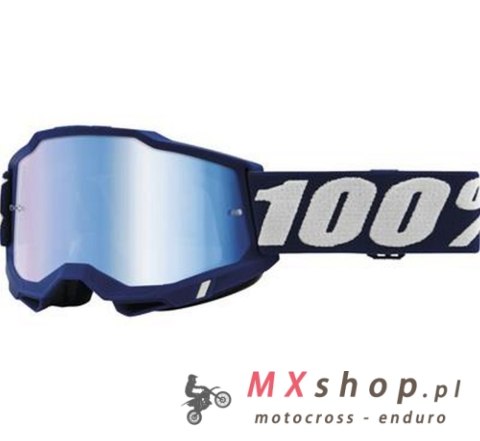 100 PROCENT GOGLE ACCURI 2 DEEPMARINE - MIRROR BLUE LENS - KOLOR GRANATOWY/BIAŁY SZYBKA NIEBIESKIE LUSTRO