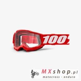 100 PROCENT GOGLE ACCURI 2 YOUTH JUNIOR RED - CLEAR LENS - KOLOR CZERWONY/BIAŁY SZYBKA PRZEŹROCZYSTA STARY KOD: 50321-101-03