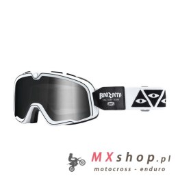 100 PROCENT GOGLE BARSTOW BONZORRO - MIRROR SILVER LENS - KOLOR CZARNY/BIAŁY SZYBKA SREBRNE LUSTRO VINTAGE