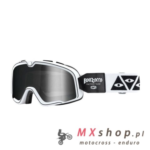 100 PROCENT GOGLE BARSTOW BONZORRO - MIRROR SILVER LENS - KOLOR CZARNY/BIAŁY SZYBKA SREBRNE LUSTRO VINTAGE