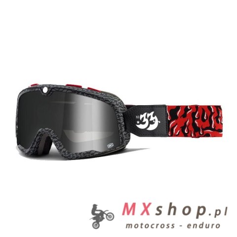 100 PROCENT GOGLE BARSTOW HOUSE IND. - MIRROR SILVER LENS - KOLOR CZARNY/CZERWONY SZYBKA SREBRNE LUSTRO VINTAGE