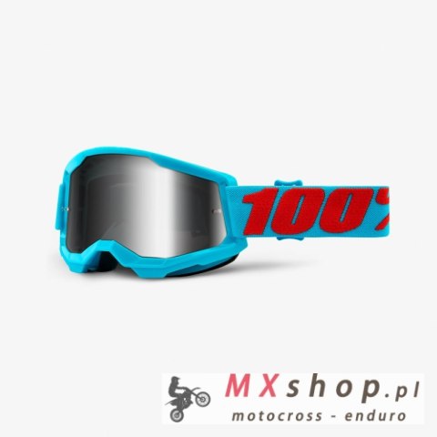 100 PROCENT GOGLE STRATA 2 SUMMIT - MIRROR SILVER LENS - KOLOR JASNY NIEBIESKI/CZERWONY SZYBKA SREBRNE LUSTRO STARY KOD: 50421-2