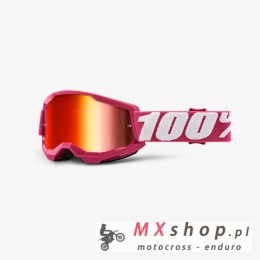 100 PROCENT GOGLE STRATA 2 YOUTH JUNIOR FLETCHER - MIRROR RED LENS - KOLOR RÓŻOWY/BIAŁY SZYBKA CZERWONE LUSTRO STARY KOD: 50521-