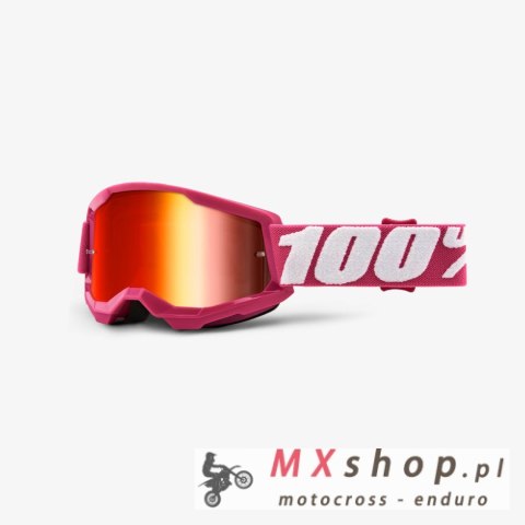 100 PROCENT GOGLE STRATA 2 YOUTH JUNIOR FLETCHER - MIRROR RED LENS - KOLOR RÓŻOWY/BIAŁY SZYBKA CZERWONE LUSTRO STARY KOD: 50521-