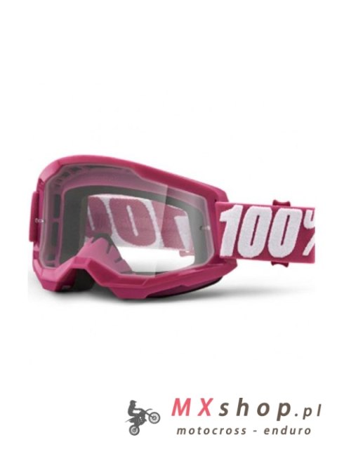 100 PROCENT GOGLE STRATA 2 YOUTH JUNIOR FLTETCHER - CLEAR LENS - KOLOR RÓŻOWY SZYBKA PRZEŹROCZYSTA