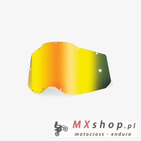 100 PROCENT RC2/AC2/ST2 REPLACEMENT LENS - MIRROR GOLD, SZYBA/SZYBKA DO GOGLI POJEDYNCZA RACECRAFT 2/ ACCURI 2/ STRATA 2 KOLOR Z