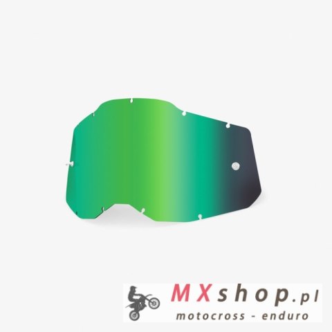 100 PROCENT RC2/AC2/ST2 REPLACEMENT LENS - MIRROR GREEN, SZYBA/SZYBKA DO GOGLI POJEDYNCZA RACECRAFT 2/ ACCURI 2/ STRATA 2 KOLOR 