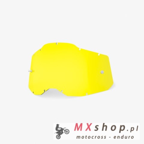 100 PROCENT RC2/AC2/ST2 REPLACEMENT LENS - YELLOW, SZYBA/SZYBKA DO GOGLI POJEDYNCZA RACECRAFT 2/ ACCURI 2/ STRATA 2 KOLOR ŻÓŁTY 