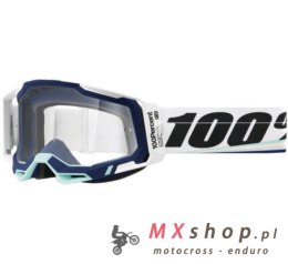 100 PROCENT WYPRZEDAŻ GOGLE RACECRAFT 2 ARSHAM - CLEAR LENS - KOLOR BIAŁY/NIEBIESKI SZYBKA PRZEŹROCZYSTA