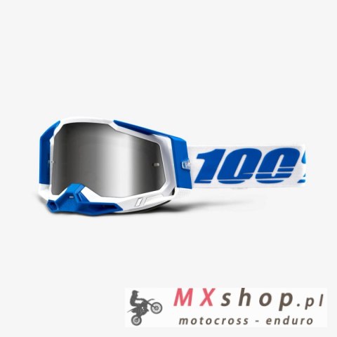 100 PROCENT WYPRZEDAŻ GOGLE RACECRAFT 2 ISOLA - FLASH SILVER LENS - KOLOR BIAŁY/NIEBIESKI SZYBKA SREBRNE LUSTRO