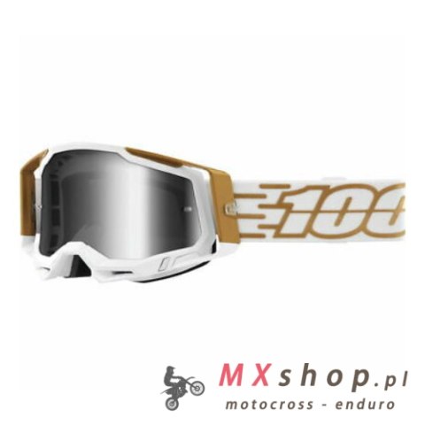 100 PROCENT WYPRZEDAŻ GOGLE RACECRAFT 2 MAYFAIR - MIRROR SILVER LENS - KOLOR BIAŁY/ZŁOTY SZYBKA SREBRNE LUSTRO