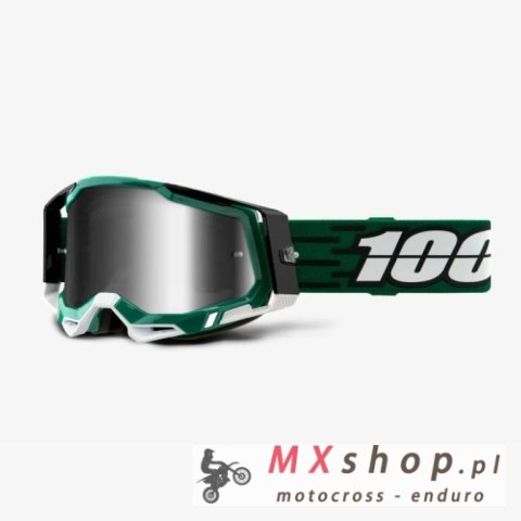 100 PROCENT WYPRZEDAŻ GOGLE RACECRAFT 2 MILORI - MIRROR SILVER LENS - KOLOR ZIELONY/CZARNY SZYBKA SREBRNE LUSTRO