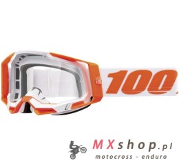 100 PROCENT WYPRZEDAŻ GOGLE RACECRAFT 2 ORANGE - CLEAR LENS - KOLOR POMARAŃCZOWY/BIAŁY SZYBKA PRZEŹROCZYSTA