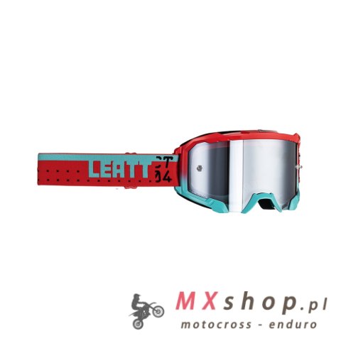 LEATT GOGLE VELOCITY 4.5 IRIZ GOGGLE FUEL SILVER 50% - KOLOR NIEBIESKI/CZERWONY SZYBKA LUSTRZANA SREBRNA