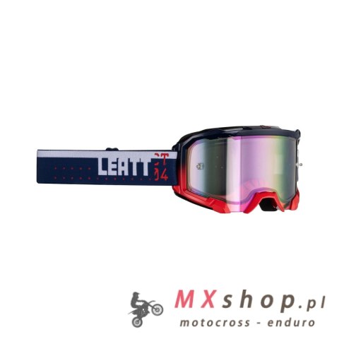 LEATT GOGLE VELOCITY 4.5 IRIZ GOGGLE ROYAL PURPLE 78% - KOLOR GRANATOWY/CZERWONY/BIAŁY SZYBKA LUSTRZANA FIOLETOWA