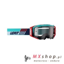 LEATT GOGLE VELOCITY 5.5 GOGGLE AQUA LIGHT GREY 58% - KOLOR CZERWONY/GRANATOWY/NIEBIESKI SZYBKA DYMIONE LUSTRO SZARA