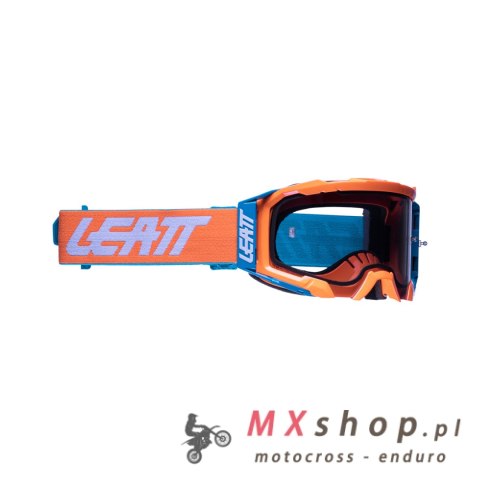 LEATT GOGLE VELOCITY 5.5 GOGGLE NEON ORANGE LIGHT GREY 58% - KOLOR POMARAŃCZOWY/NIEBIESKI SZYBKA DYMIONE LUSTRO SZARA