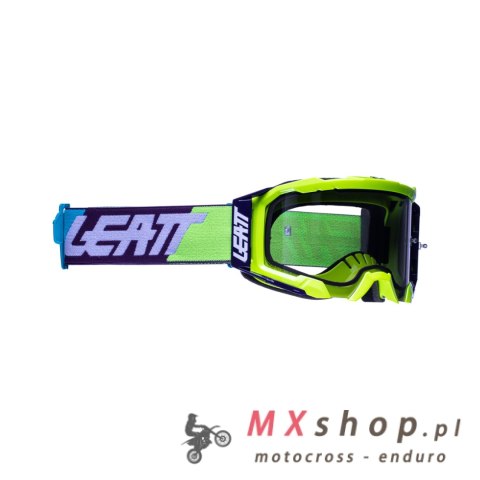 LEATT GOGLE VELOCITY 5.5 GOGGLE NEON YELLOW LIGHT GREY 58% - KOLOR ŻÓŁTY FLUO/CZARNY/NIEBIESKI SZYBKA DYMIONE LUSTRO SZARA