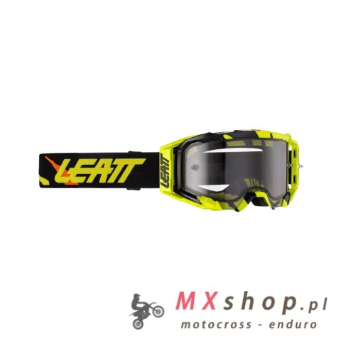 LEATT GOGLE VELOCITY 5.5 GOGGLE TIGER LIGHT GREY 58% - KOLOR ŻÓŁTY FLUO/CZARNY SZYBKA DYMIONE LUSTRO SZARA