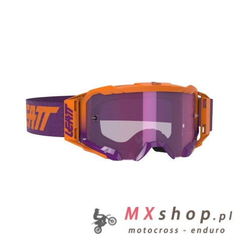 LEATT GOGLE VELOCITY 5.5 IRIZ GOGGLE NEON ORANGE LENS PURPLE 78% - KOLOR POMARAŃCZOWY/FIOLETOWY SZYBKA LUSTRZANA FIOLETOWA