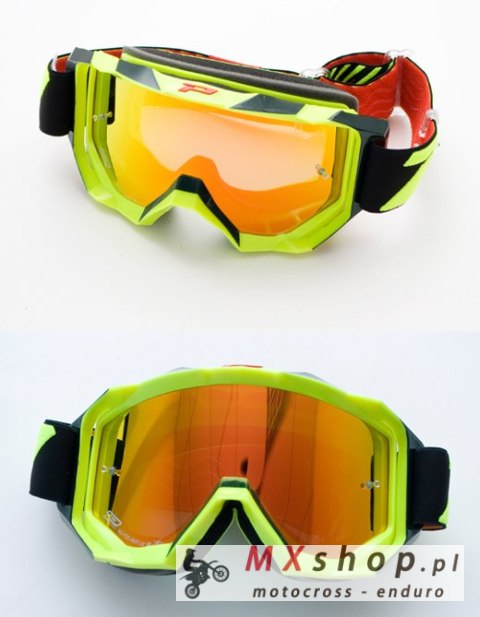 PROGRIP GOGLE PG3200 FL VENOM KOLOR ŻÓŁTY FLUO CZARNY (SZYBA PG3248 CZERWONA LUSTRZANA ANTISCRATCH, NO FOG, ANTI UV) (PG3200FLYL