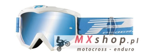 PROGRIP GOGLE PG3201-101 FL ATZAKI KOLOR BIAŁY (SZYBA PG3253 NIEBIESKA LUSTRZANA, ANTISCRATCH, ANTI UV) (3201-101 FL,PZ3201BIFL)