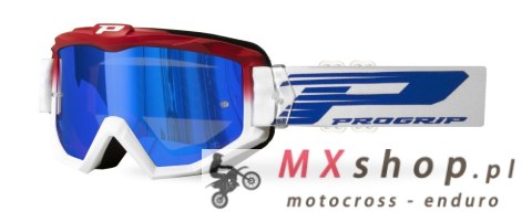 PROGRIP GOGLE PG3201-130 FL ATZAKI KOLOR CZERWONY BIAŁY (SZYBA PG 3246C NIEBIESKA LUSTRZANA ANTISCRATCH, NO FOG, ANTI UV) (3201-