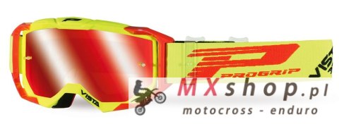 PROGRIP GOGLE PG3303-273 FL VISTA KOLOR ŻÓŁTY FLUO CZERWONY (SZYBA PG3348 CZERWONA LUSTRZANA ANTISCRATCH, NO FOG, ANTI UV + PG33