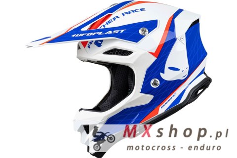 UFO KASK DIAMOND CROSS CARBON FIBERGLASS MADE IN ITALY KOLOR BIAŁY/CZERWONY/NIEBIESKI ROZMIAR XL - WYPRZEDAŻ