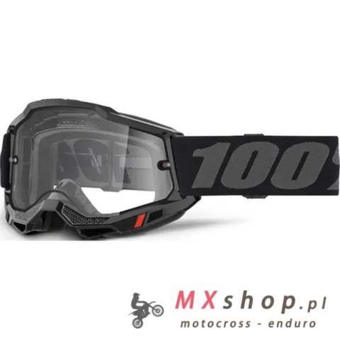 100 PROCENT GOGLE ACCURI 2 ENDURO MOTO BLACK - CLEAR LENS - KOLOR CZARNY/SZARY SZYBKA PRZEŹROCZYSTA