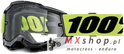 100 PROCENT GOGLE ACCURI 2 ENDURO MOTO BLACK - DUAL CLEAR LENS - KOLOR CZARNY/ŻÓŁTY FLUO SZYBKA PODWÓJNA PRZEŻROCZYSTA