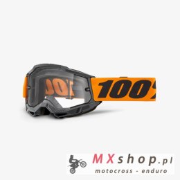 100 PROCENT GOGLE ACCURI 2 ENDURO MOTO ORANGE - DUAL CLEAR LENS - KOLOR CZARNY/POMARAŃCZOWY SZYBKA PRZEŹROCZYSTA
