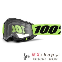 100 PROCENT GOGLE ACCURI 2 ENDURO MOTO YELLOW - DUAL CLEAR LENS - KOLOR CZARNY/ŻÓŁTY FLUO SZYBKA PODWÓJNA PRZEŹROCZYSTA