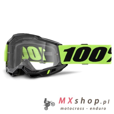 100 PROCENT GOGLE ACCURI 2 ENDURO MOTO YELLOW - DUAL CLEAR LENS - KOLOR CZARNY/ŻÓŁTY FLUO SZYBKA PODWÓJNA PRZEŹROCZYSTA