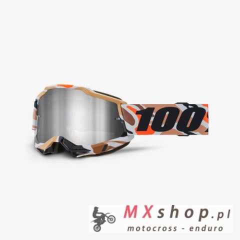 100 PROCENT GOGLE ACCURI 2 FLEA - MIRROR SILVER LENS - KOLOR SZARY/BRĄZOWY/POMARAŃCZOWY/CZARNY SZYBKA SREBRNE LUSTRO