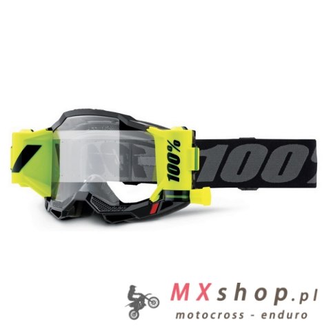 100 PROCENT GOGLE ACCURI 2 FORECAST ROLL-OFF BLACK - KOLOR CZARNY/SZARY/ŻÓŁTY FLUO SZYBKA PRZEŹROCZYSTA