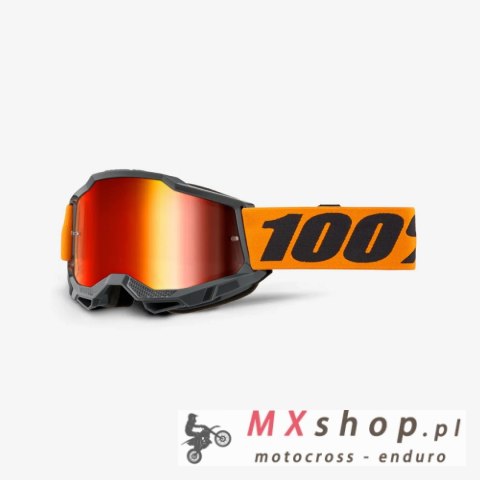 100 PROCENT GOGLE ACCURI 2 ORANGE - MIRROR RED LENS KOLOR CZARNY/POMARAŃCZOWY SZYBA CZERWONE LUSTRO
