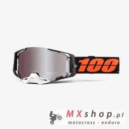 100 PROCENT GOGLE ARMEGA BLACKTAIL - HiPER SILVER MIRROR LENS - KOLOR CZARNY/BIAŁY/POMARAŃCZOWY SZYBKA SREBRNE LUSTRO