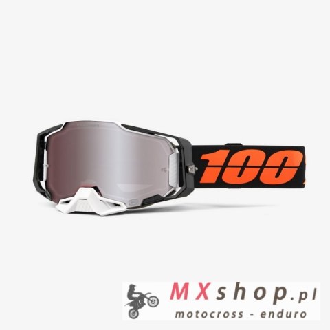 100 PROCENT GOGLE ARMEGA BLACKTAIL - HiPER SILVER MIRROR LENS - KOLOR CZARNY/BIAŁY/POMARAŃCZOWY SZYBKA SREBRNE LUSTRO