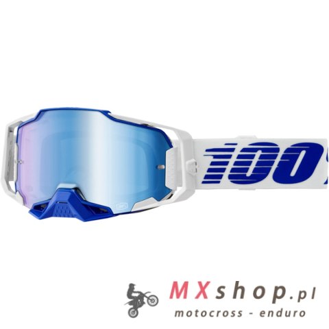 100 PROCENT GOGLE ARMEGA BLUE - MIRROR BLUE LENS - KOLOR NIEBIESKI/BIAŁY SZYBKA NIEBIESKIE LUSTRO