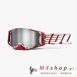 100 PROCENT GOGLE ARMEGA OVERSIZED DEEP RED - FLASH SILVER LENS - KOLOR CZERWONY/BIAŁY/SZARY SZYBKA SREBRNE LUSTRO